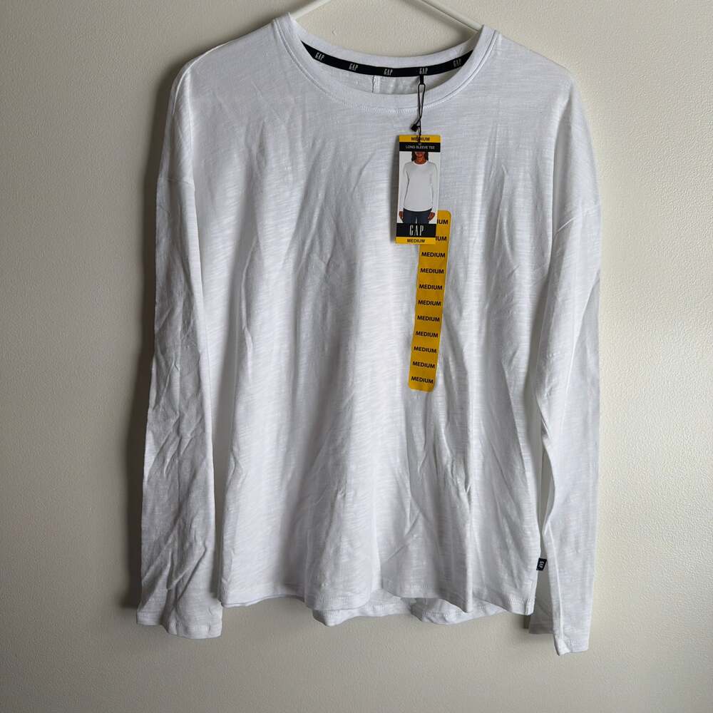 GAP Women’s Slub Texture Long Sleeve Crewneck Tee - Optical White